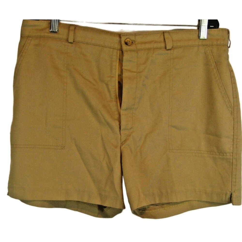 Mens Rough Rider Khaki Cotton Flat Front Guide Shorts sz 36x4
